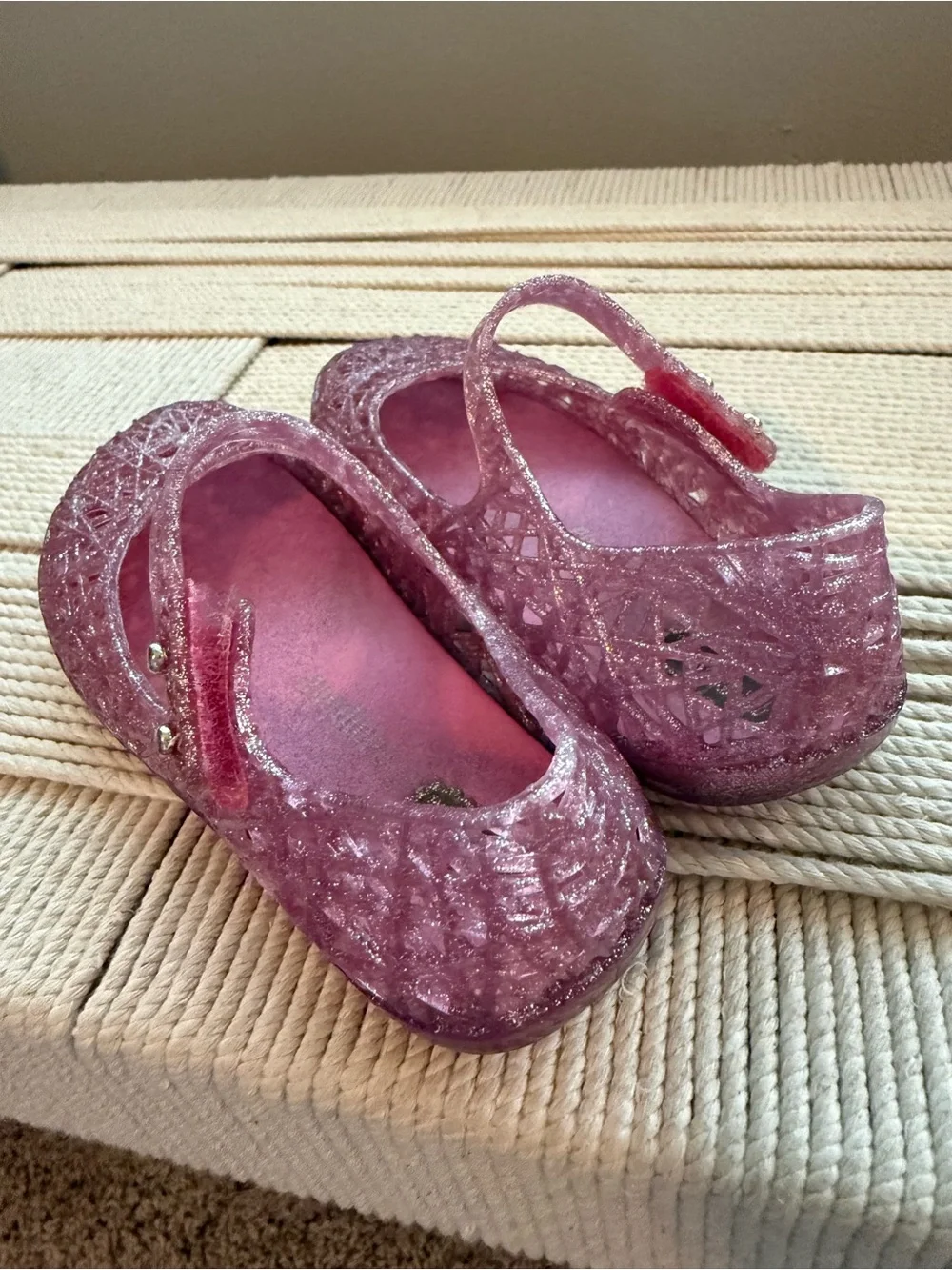 Mini Melissa Pearlized Pink Mary Jane Flats with Bow